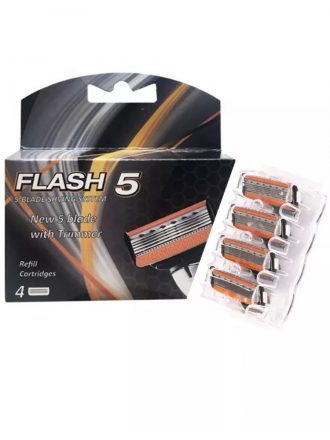 Бритвенный станок Flash 5 лезвий с набором сменных кассет 4 шт.